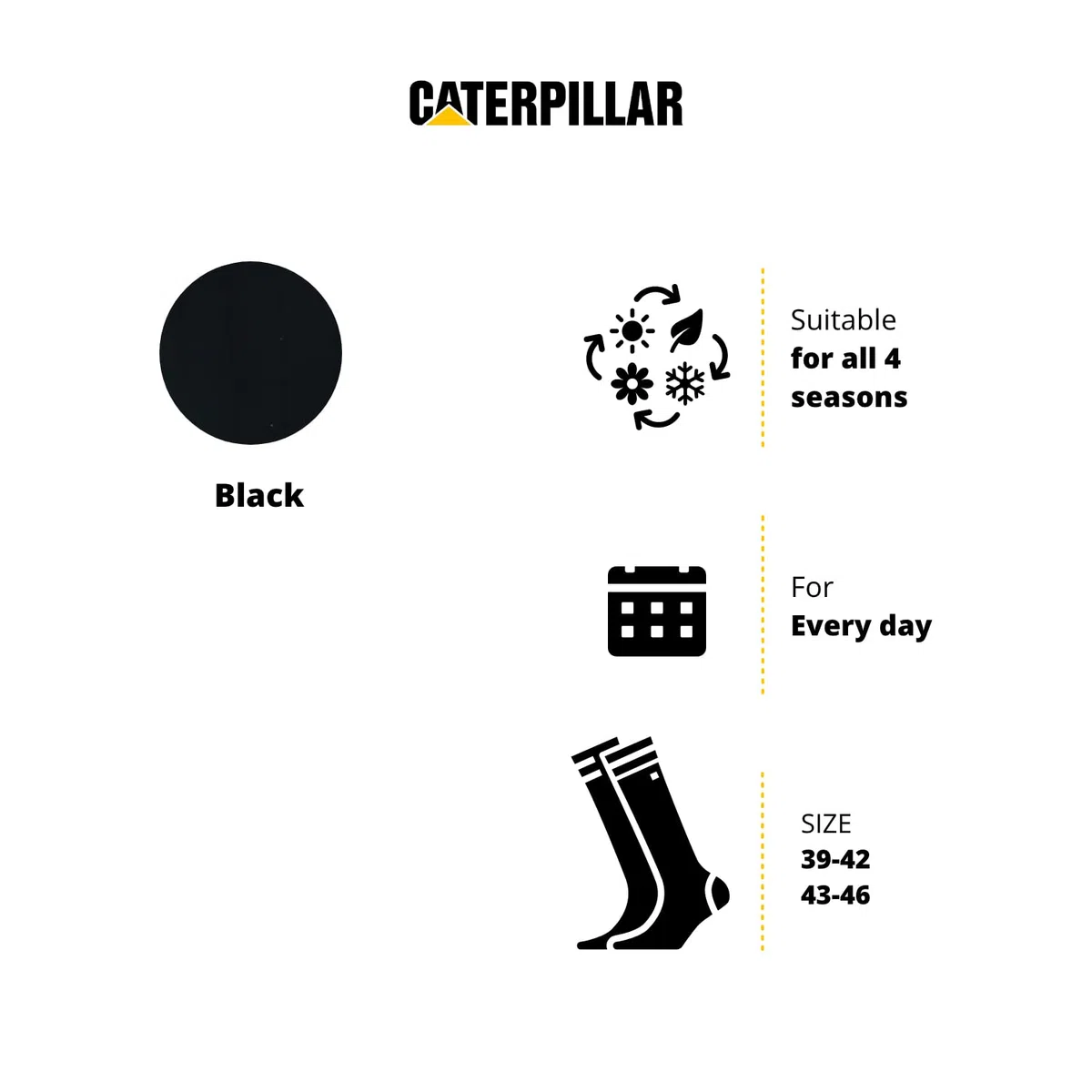 Caterpillar 4 Pares Calcetines Largos de Trabajo para Hombres Reforzados en el Talón y Punta, Algodón