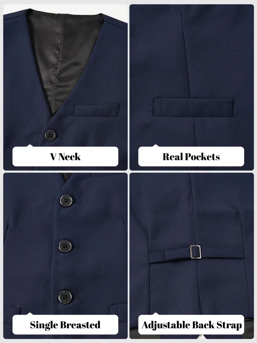 LOLANTA Chaleco de Traje para Niño, Completamente Forrado, Chaleco Formal para Bodas, Bautizos y Comuniones– Talla 7 a 14 Años