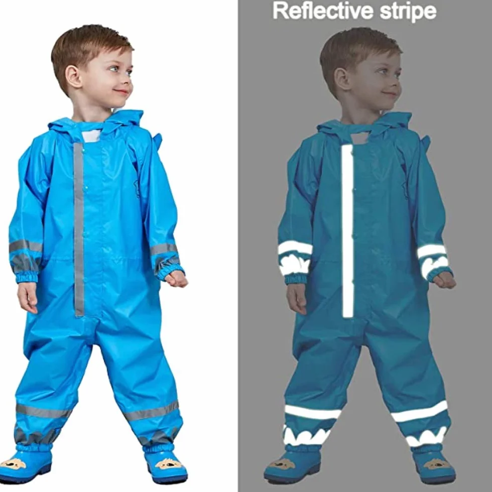 Impermeable Chaquetas Lluvia Capucha Niña Niño Chubasqueros Infantil Traje de Lluvia Mono Grande Poncho Escuela Running Reflectante Capa Unisexo Amarillo Azul Rosa Verde 3-10 años