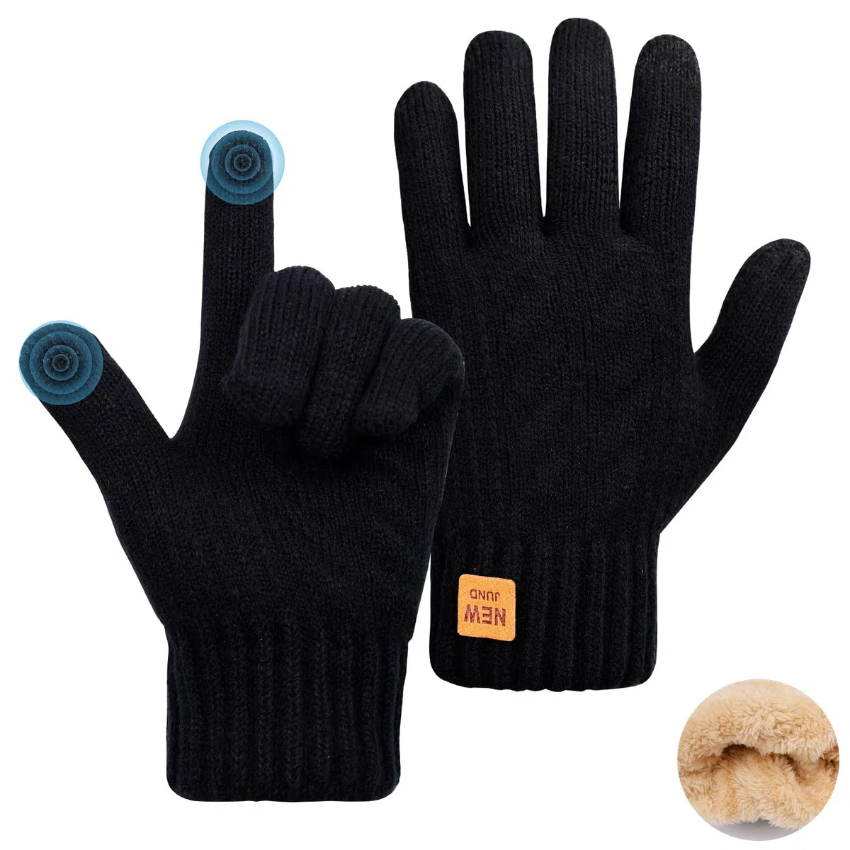Guantes Térmicos de Invierno para Mujer, Guantes de Punto Doble con Función de Pantalla Táctil, Guantes Cálidos de Forro Polar Gruesos a Prueba de Viento para Ciclismo, Deportes al Aire Libre
