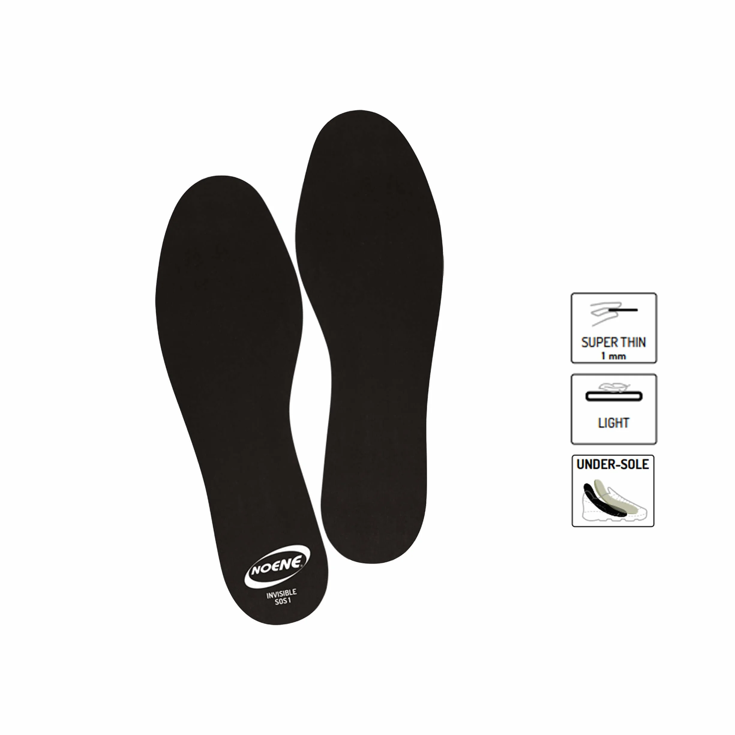 Noene SOS1 - Plantillas invisibles, plantillas a prueba de golpes para zapatos deportivos perfectas para el deporte y para la vida cotidiana, ideales para hombres y mujeres h: 1 mm - 43/50