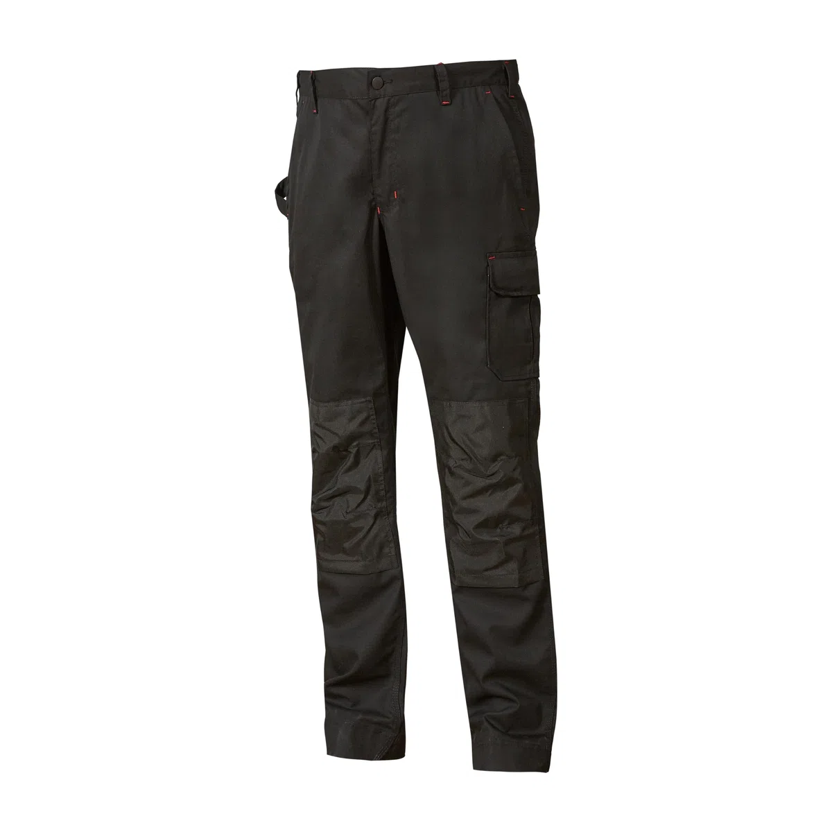 Pantalón de trabajo para hombre U-Power, pantalón cargo con cintura elástica, con bolsillos para rodilleras, varios bolsillos, tela cómoda, ropa exterior resistente y duradera - Black Carbon 50
