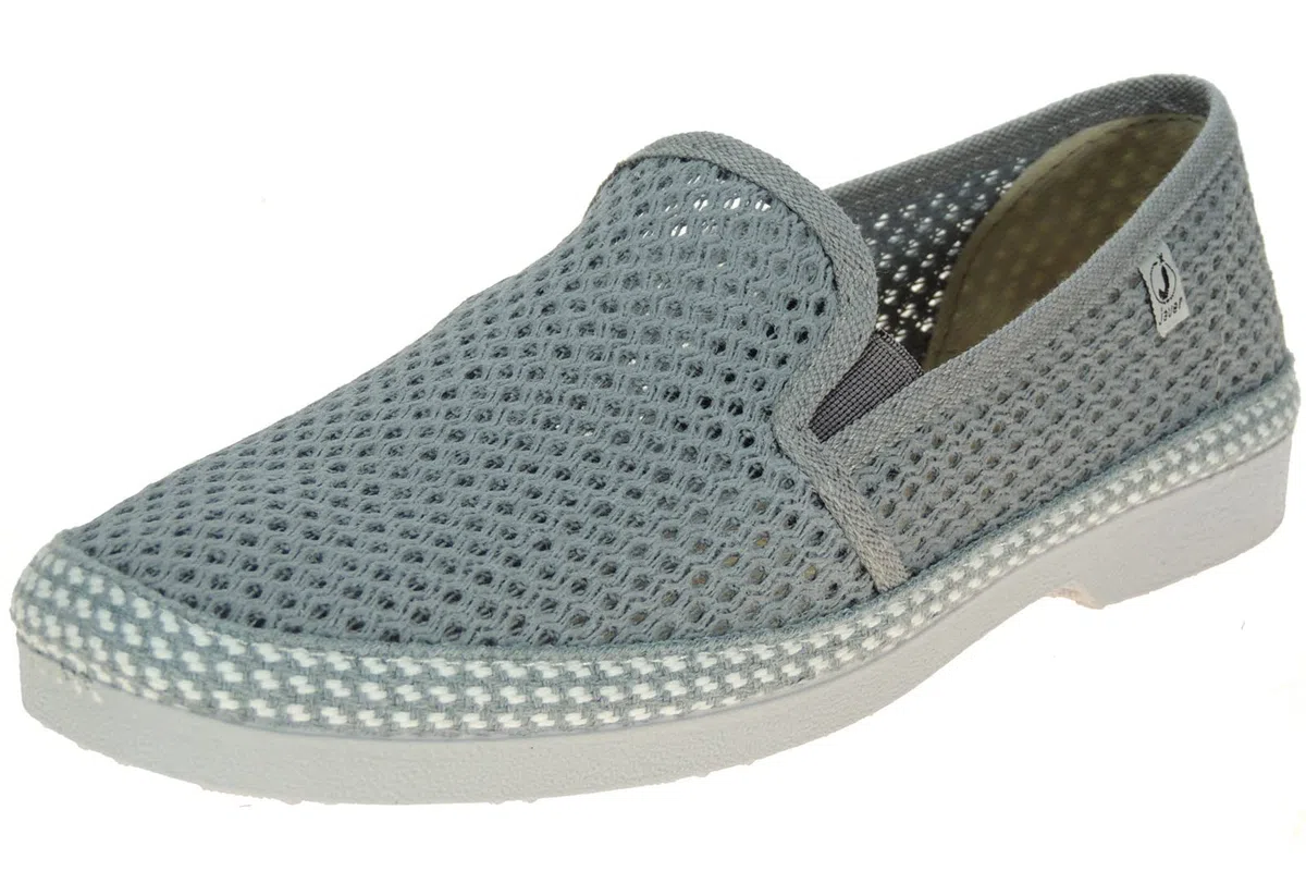 Calzados Romero. JAVER. Zapatilla Cerrada en Rejilla Algodón para Hombre. Plantilla Esparto. Piso de Goma. Gris Talla 45