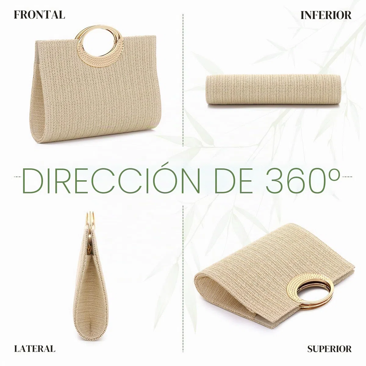 EVEOUT Clutch de Paja Trenzada para Mujer Boho Chic Bolso Tejido para Fiesta Bodas Verano Cartera de Mano Rafia Sintética para Playa Vacaciones