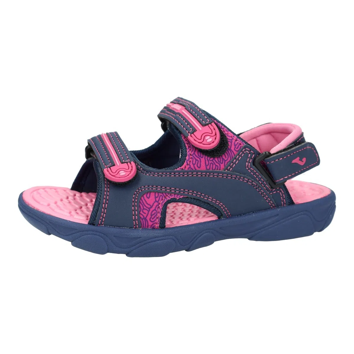 Joma SOCEJS2443V Sandalias de Verano para niñas, Color Azul Marino y Fucsia, con Cinta Textil Adhesiva, Sandalias de Goma para niñas NIÑA Sandalias