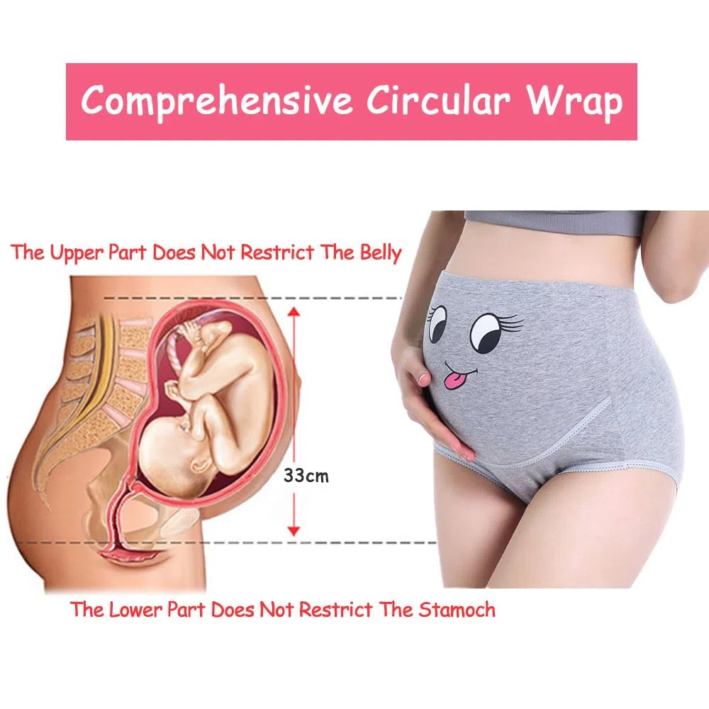Bragas De Maternidad para Mujer - Paquete De 3 Elásticas De Cintura Alta De Algodón con Estampado Sonriente