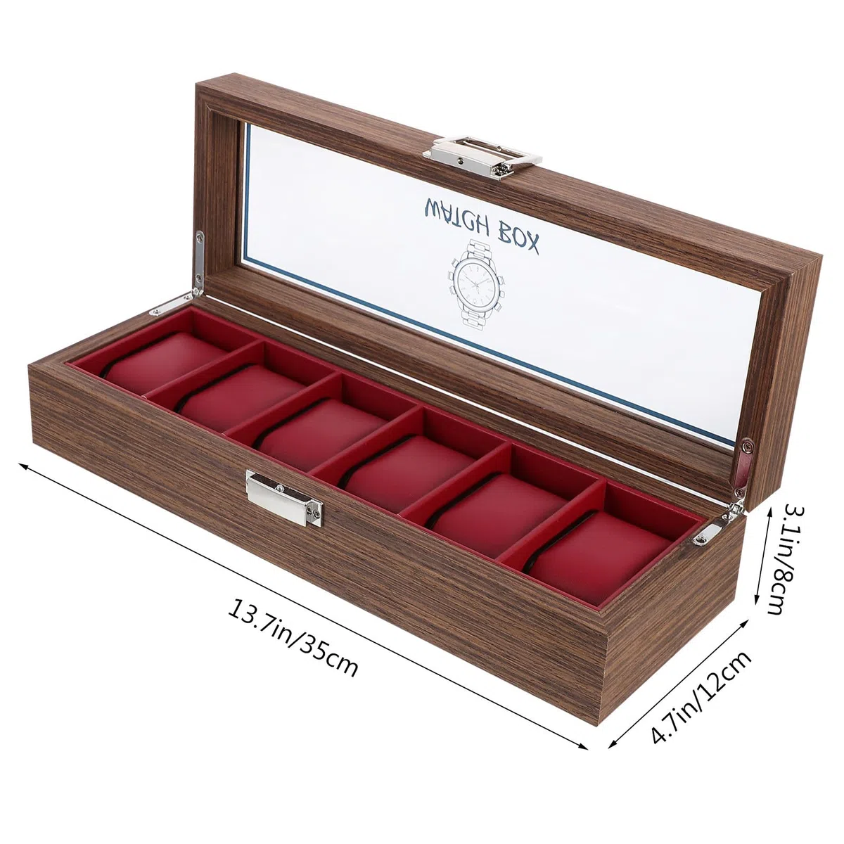 Angoily Caja de Relojes de Madera Roja 6 Ranuras, Estuche Elegante y Vintage para Proteger y Organizar Relojes, Adecuado para Obsequio de Cumpleaños
