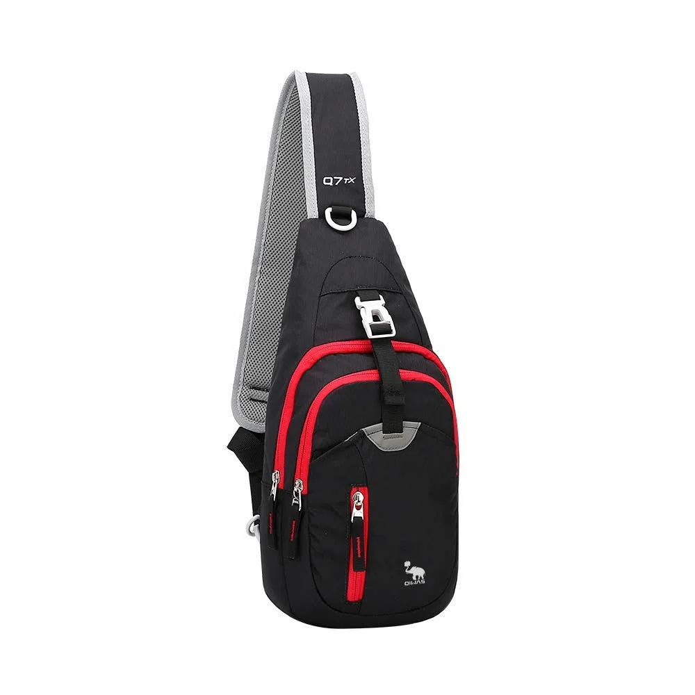 OIWAS Bolso Bandolera Hombre Cruzada Mochila Negra Pequeña Bolsa de Hombro para Deportes al Aire Libre Senderismo Ciclismo Montañismo y Viajes