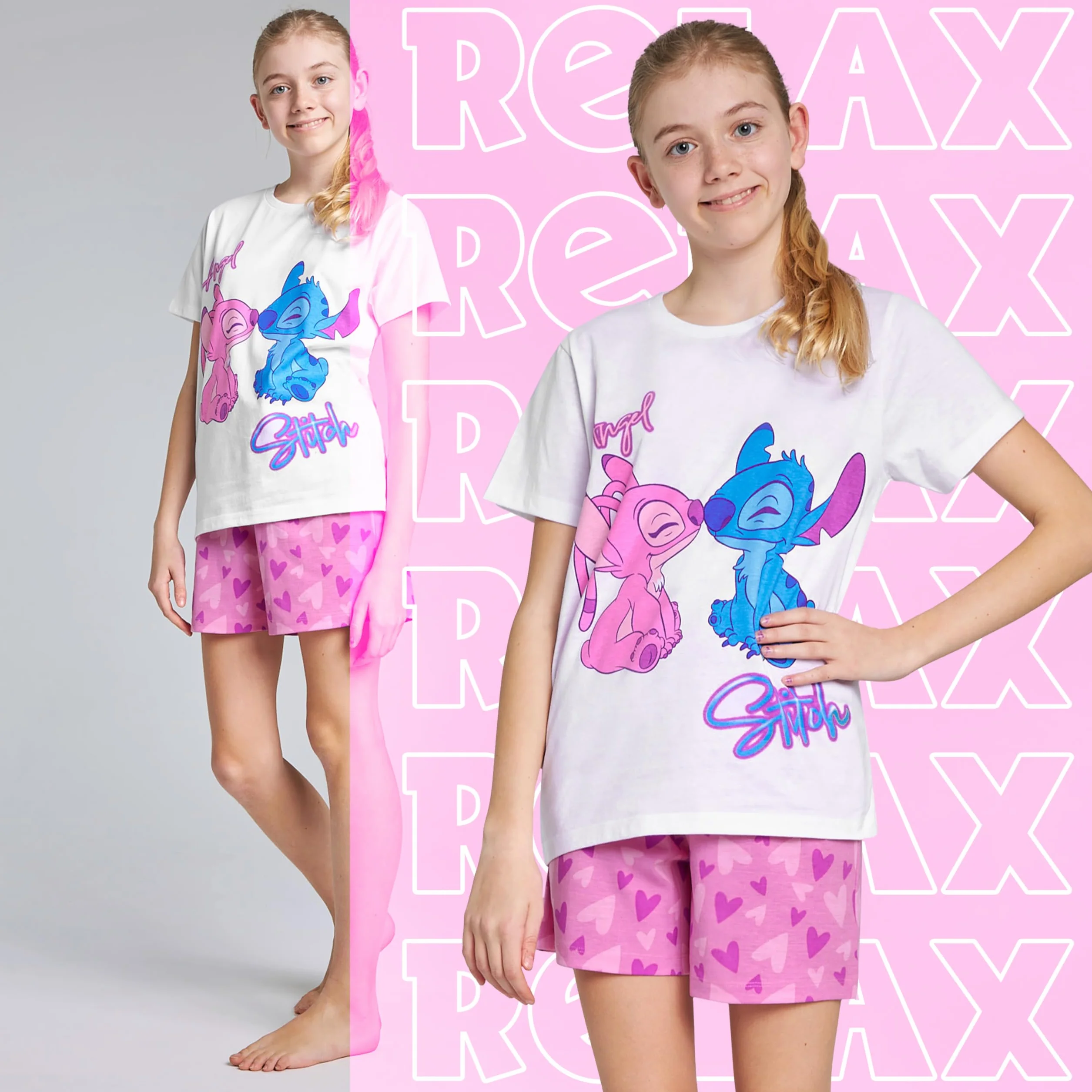 Disney Stitch Pijama Corto Niña, Conjunto Verano Camiseta Manga Corta y Pantalón, Pack de 1 o 2 Pijamas, Regalo para Niña