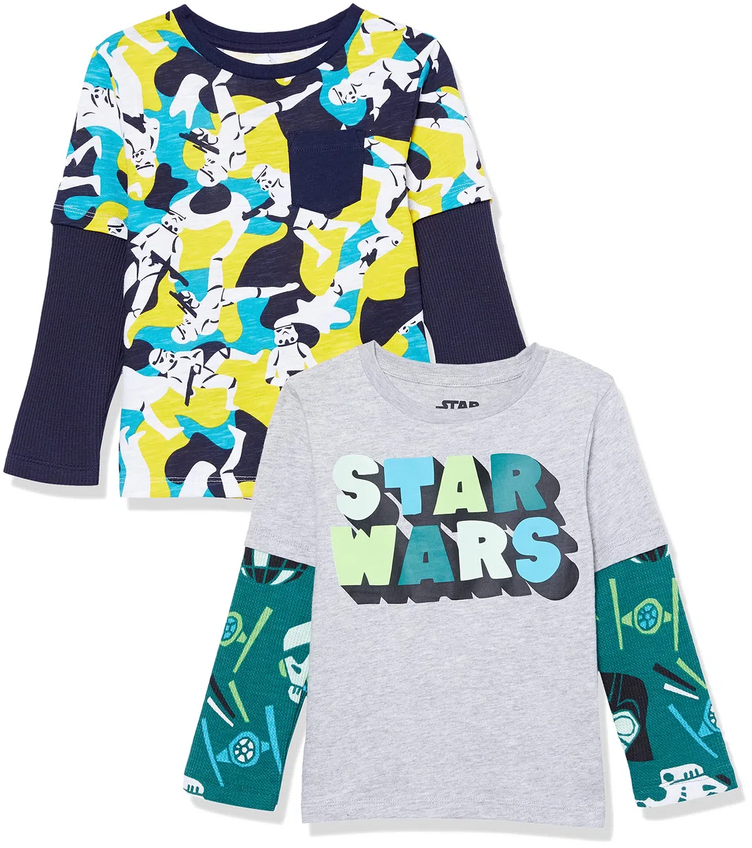 Amazon Essentials Niños Camisetas 2 en 1 de Manga Larga