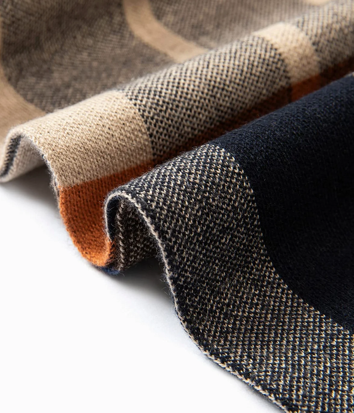 Villand Bufanda de punto de tartán de lana merino australiana para hombres, corbata suave gruesa cálida de invierno a cuadros con caja de regalo
