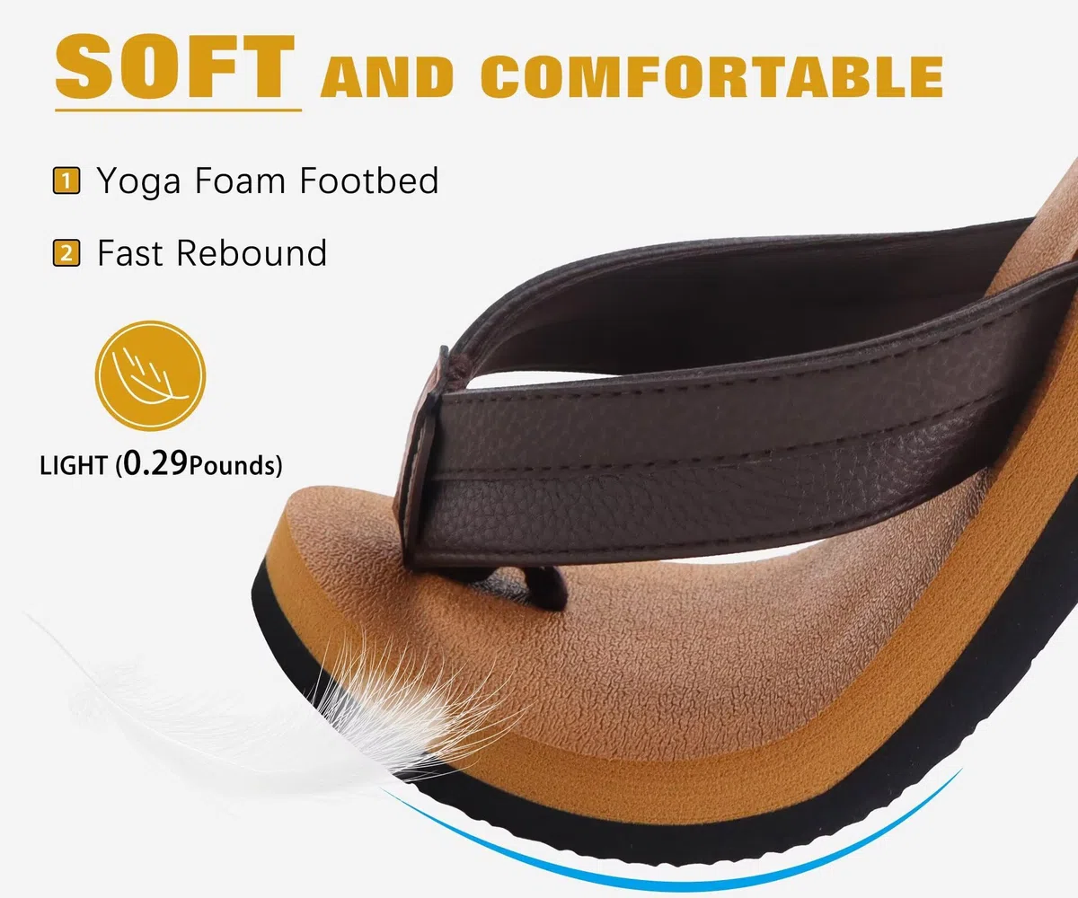 KuaiLu Chanclas Hombre Verano Playa Piscina Comodas Cuero Flip Flops Planas Caminar Antideslizante Yoga-Espuma Sandalias De Dedo