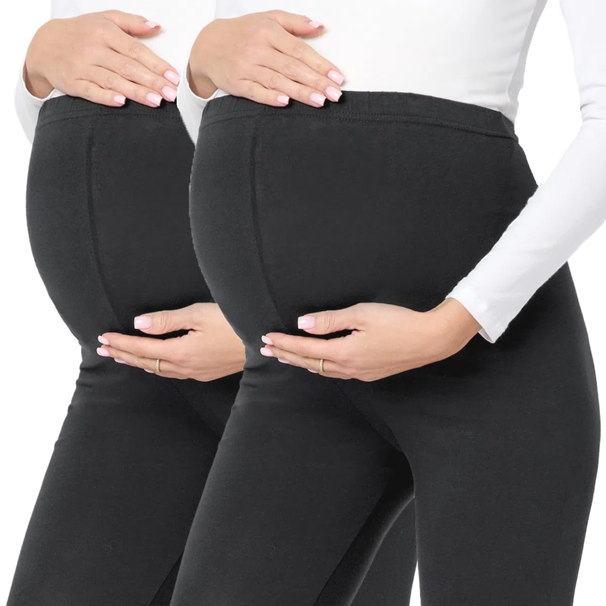 Be Mammy Leggins Premamá 3/4 2 Pack BE20-229 | Pack de 2 mallas capri premamá suaves, elásticas y cómodas para embarazo