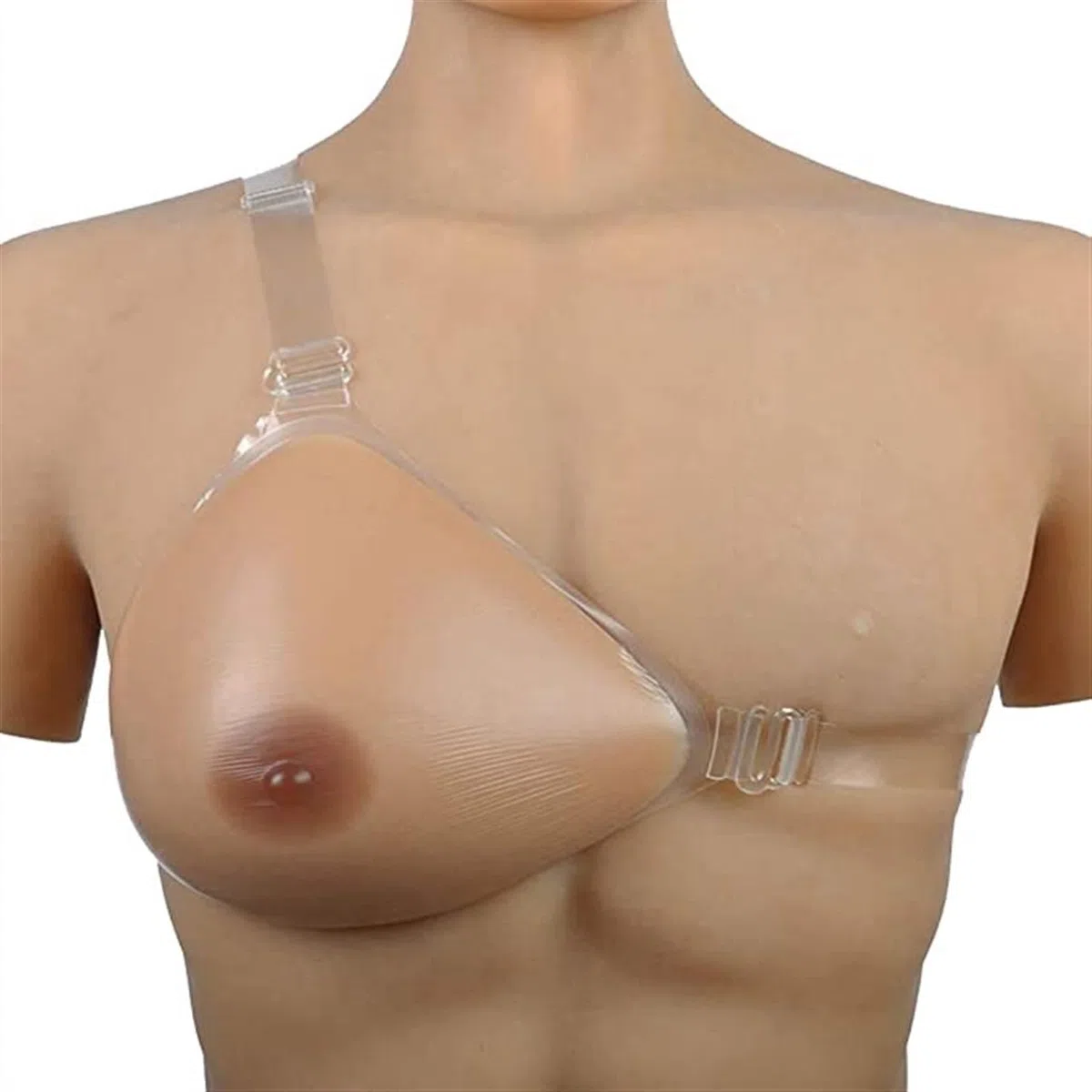 ALKANI Prótesis Artificial de Silicona de un Solo Tirante para el Pecho Derecho e Izquierdo con Tirante Ajustable Adecuado para Pacientes con mastectomía (Color : Brown, Size : 3XL)