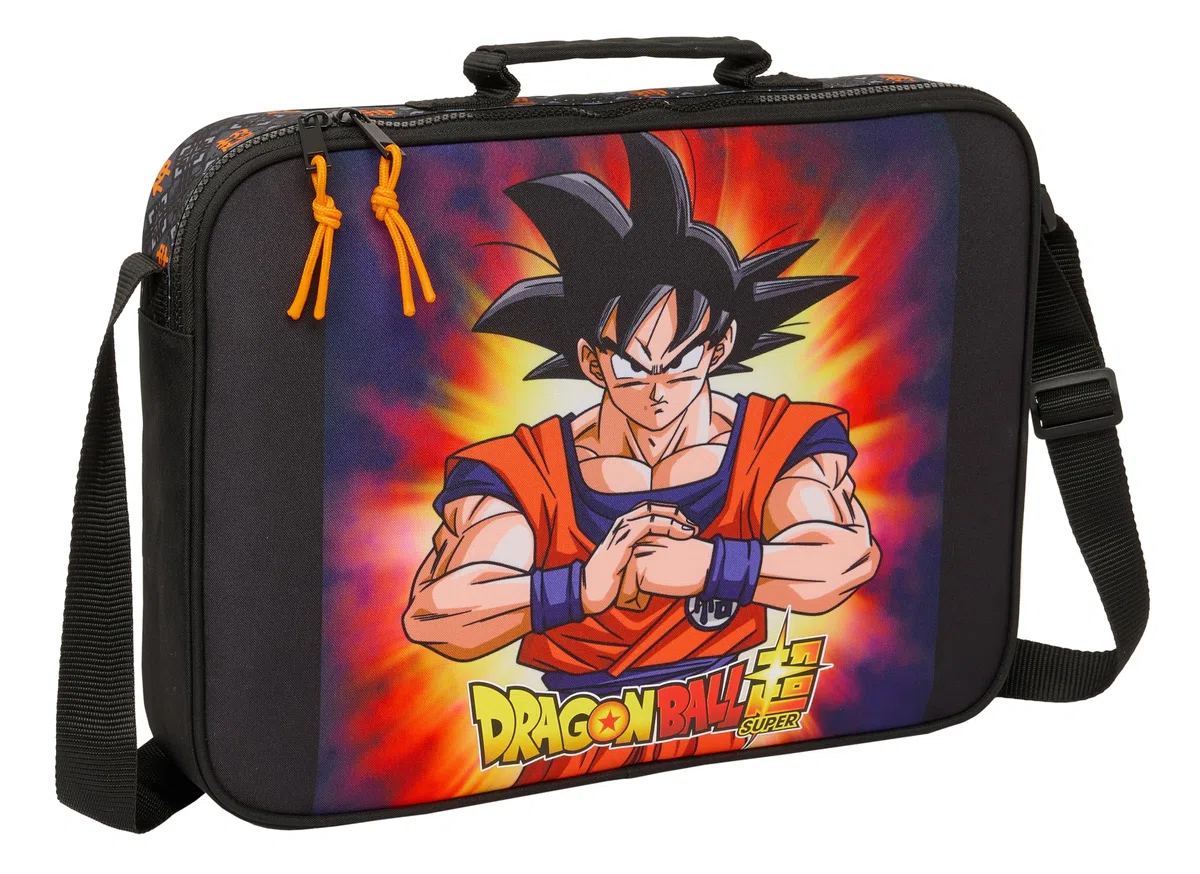 Safta Dragon Ball - Cartera Extraescolares, Maletín Portatodo, Bandolera, Cómoda y Versátil, Calidad y Resistencia, 38x6x28 cm, Color Negro