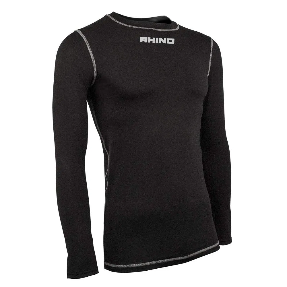 Rhino Tagless Baselayer Base, Unisex niños, Negro, 11/12 Años