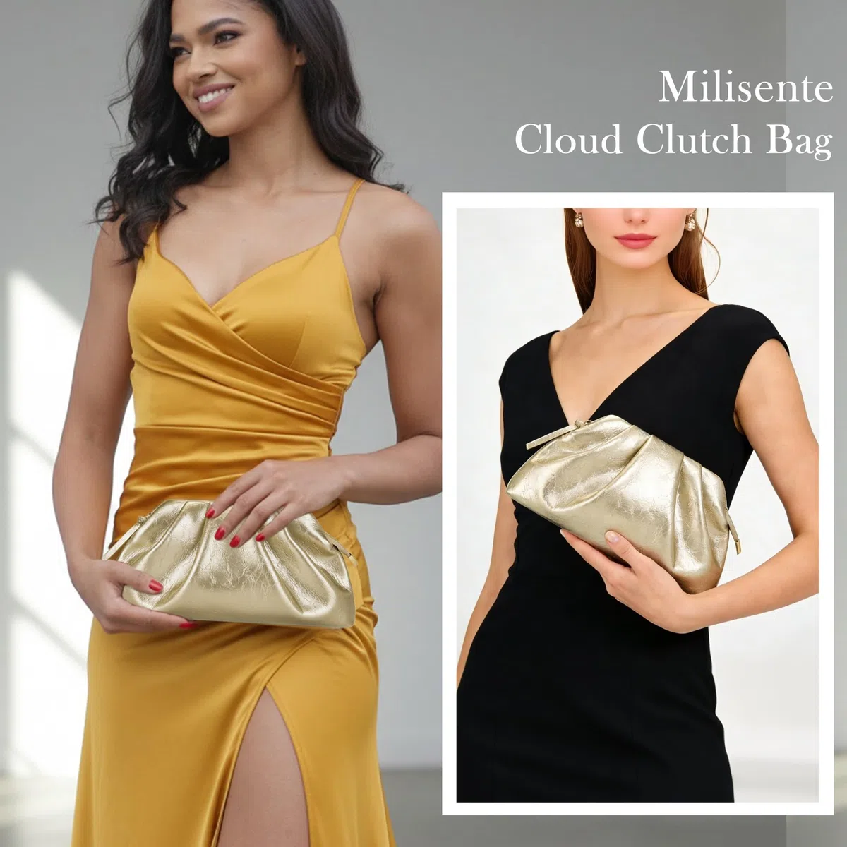 Bolso de noche para mujer, elegante, pequeño, de piel sintética, para bodas, con cremallera