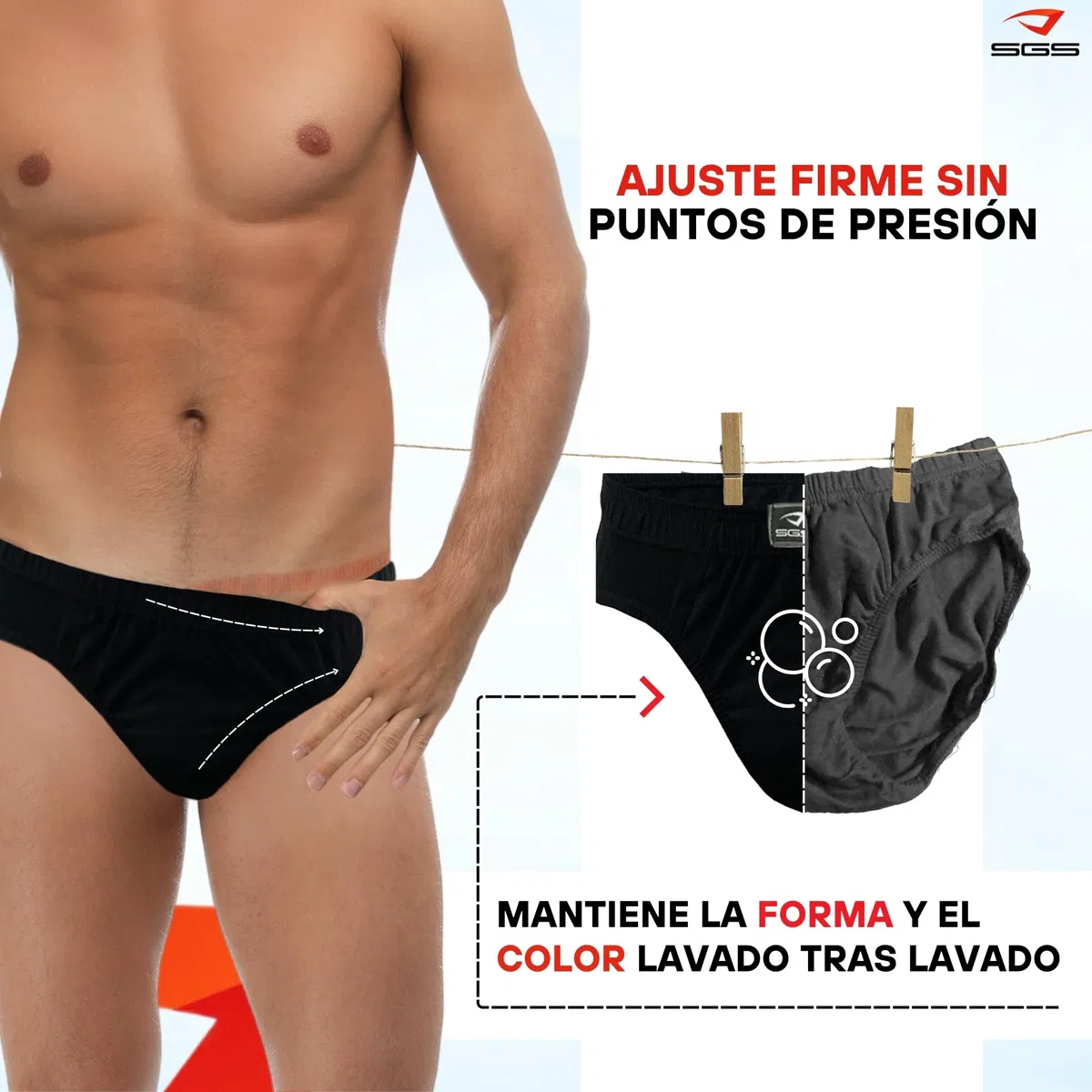 SGS Calzoncillos Hombre Slip - Slips Hombre de Algodón, Paquete de 6 o 12 Multicolor Ropa Interior Hombres