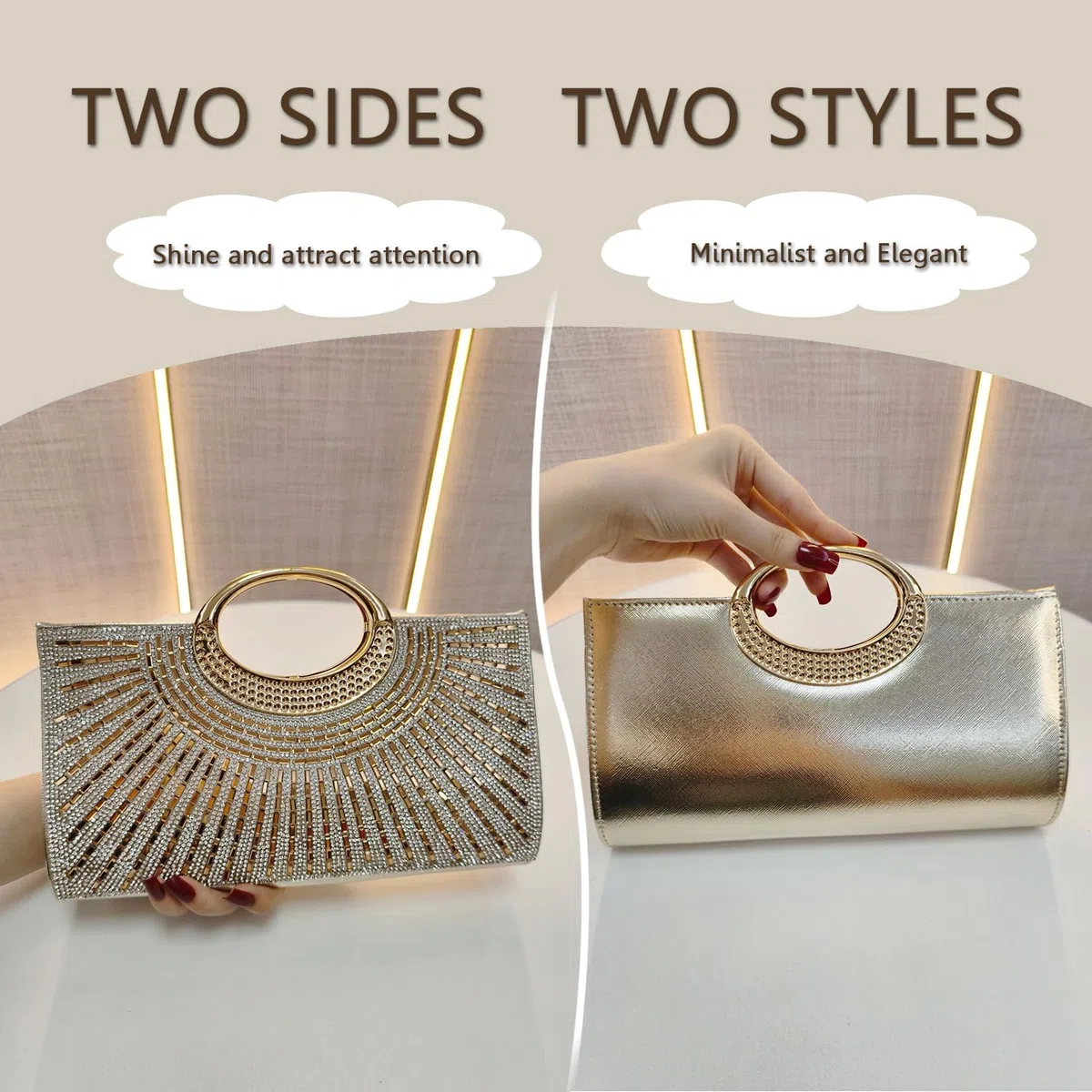Pahajim Bolsos de Fiesta y Ceremonia Bolso Noche Mujer Pequeño Bolso de Mano con Brillantes Pedreria Carteras Clutch para Boda Novia Banquete Galas