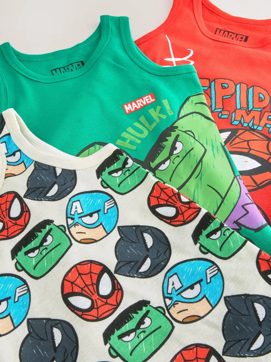 NEXT Niños Pack de 3 camisetas sin mangas de Marvel 100% algodón