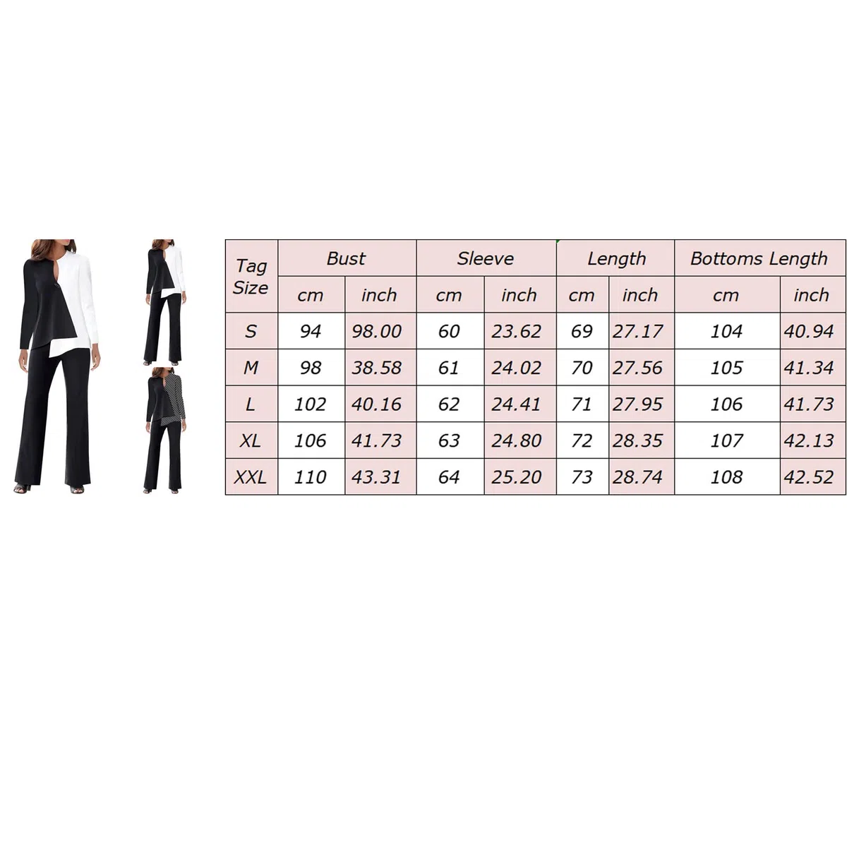 Generico - Traje de mujer para mujer, pantalón y chaqueta, talla grande, elegante, completo para mujer, manga larga, negocios, completo, color liso, con pantalones y blazer de dos piezas, para bodas y