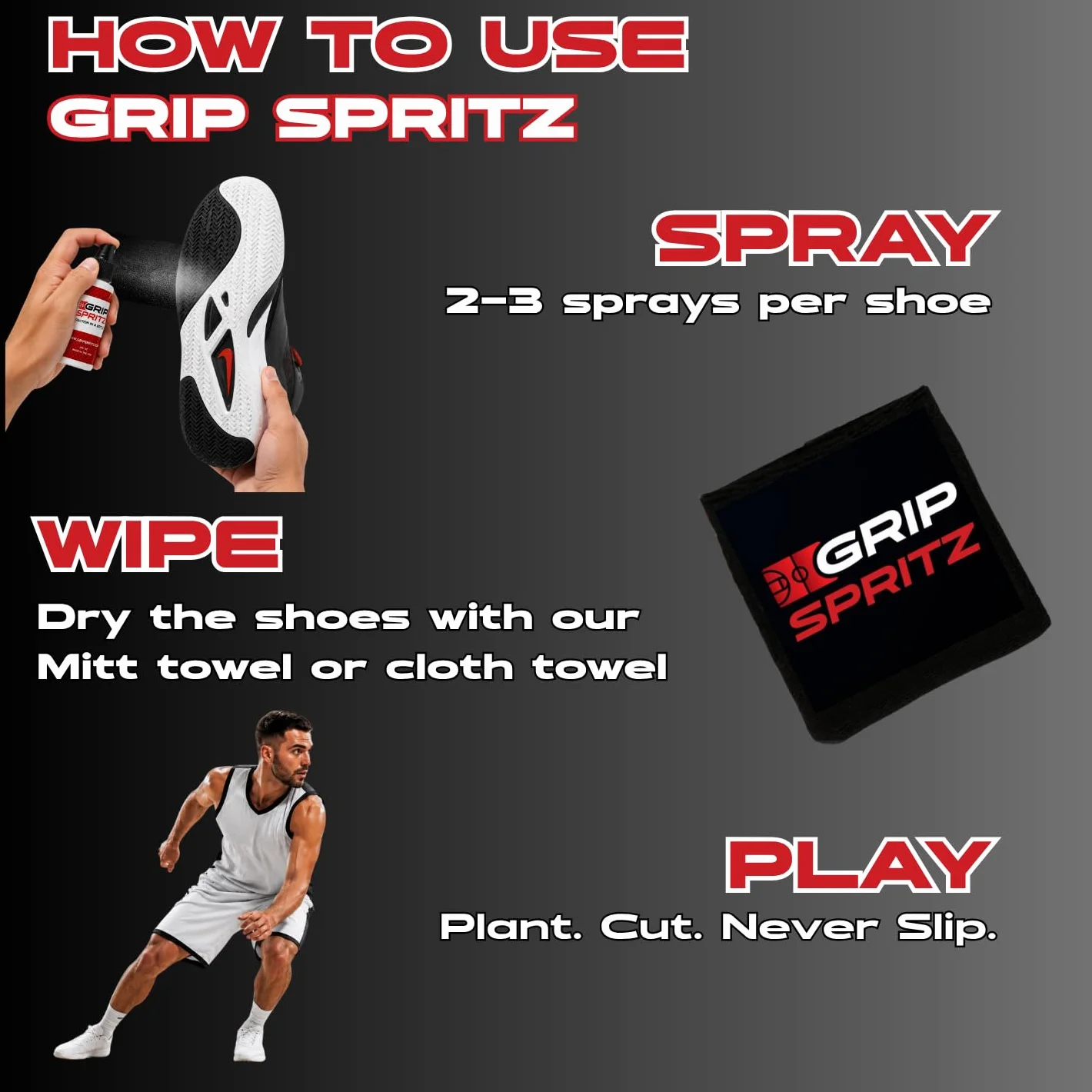 Grip Spritz - Spray de Agarre para Zapatos de Baloncesto, Mejora la tracción de la Suela y el Agarre de la cancha, rejuvenece y alarga la Vida útil de los Tenis, Agarre Antideslizante y Mejora el